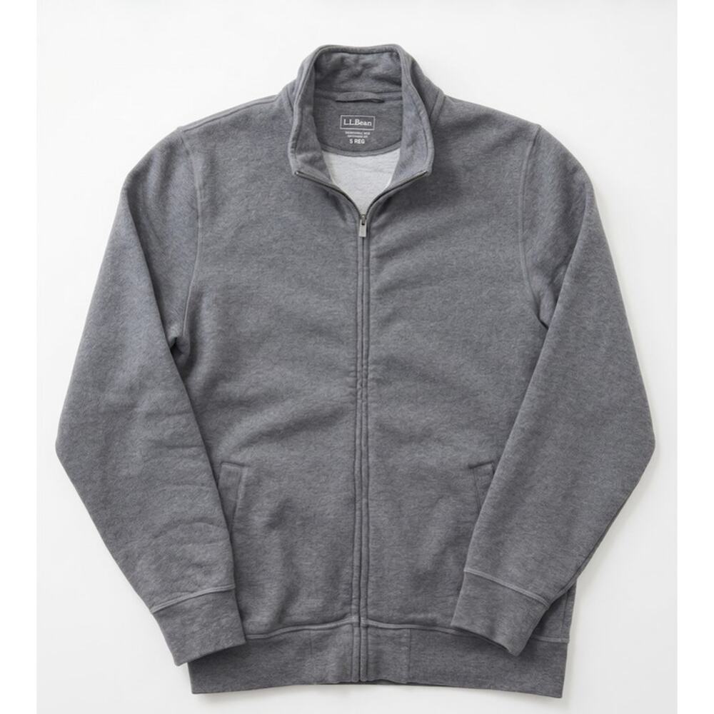 L.L. Bean Men’s Small Gray Full Zip Sweatshirt Jacket Mock Neck Zip Up Sweater